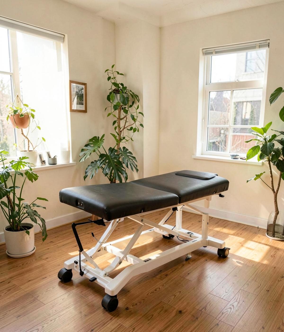 Chiropractic treatment room with adjustment table