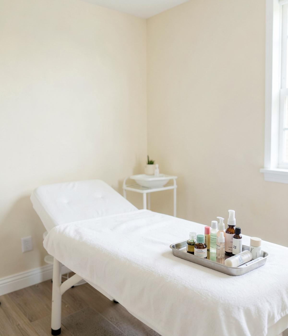 Med spa treatment room prepared for a client